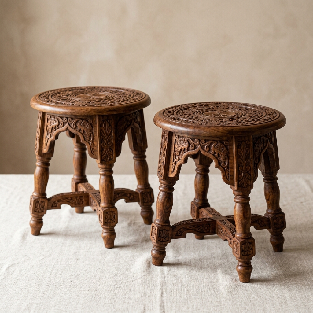 Hand-Carved Wooden Stools